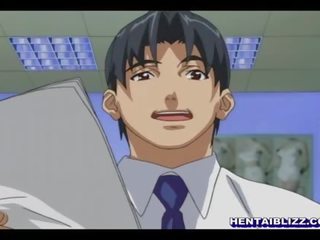 Lingeris escritório damsel hentai fica squeezed dela bigtits e dedos cona