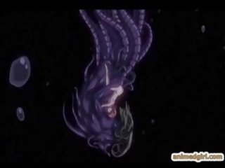 可爱的 动漫 coeds 抓 和 钻 由 tentacles 怪物