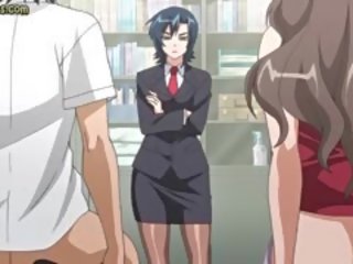 Grande meloned anime strumpet obtendo ejaculação na cara